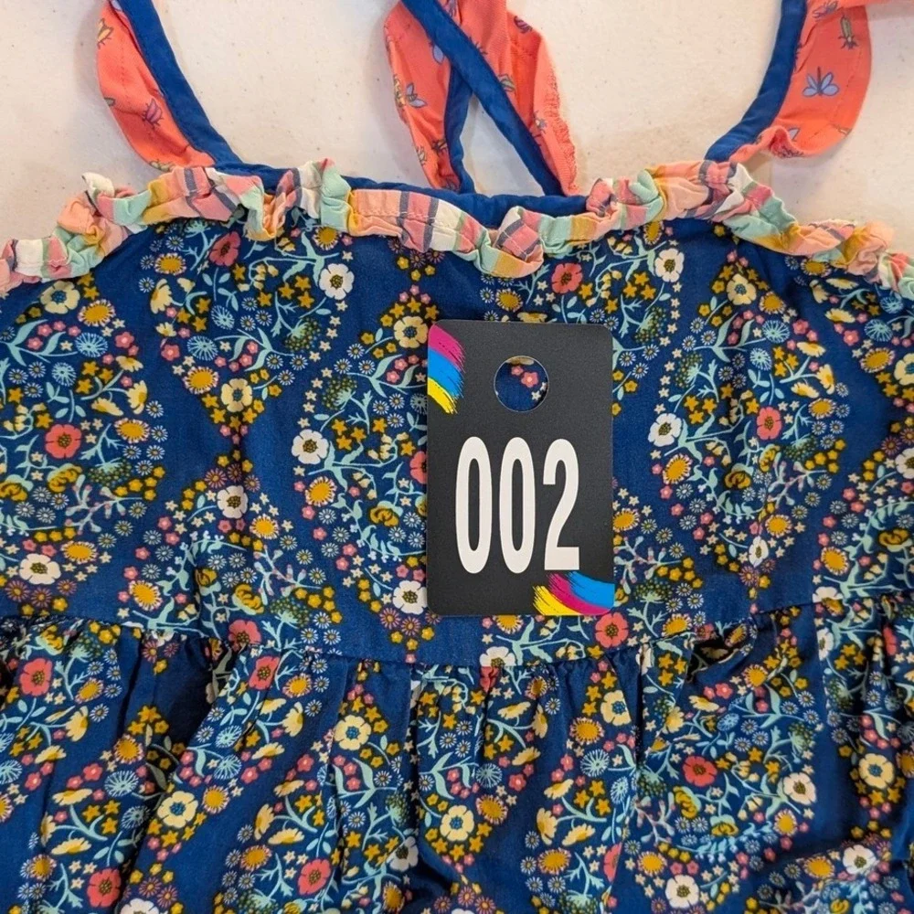 Matilda Jane Girls‎ Blue Floral Striped Ruffle Maxi Dress Size 8 25031D